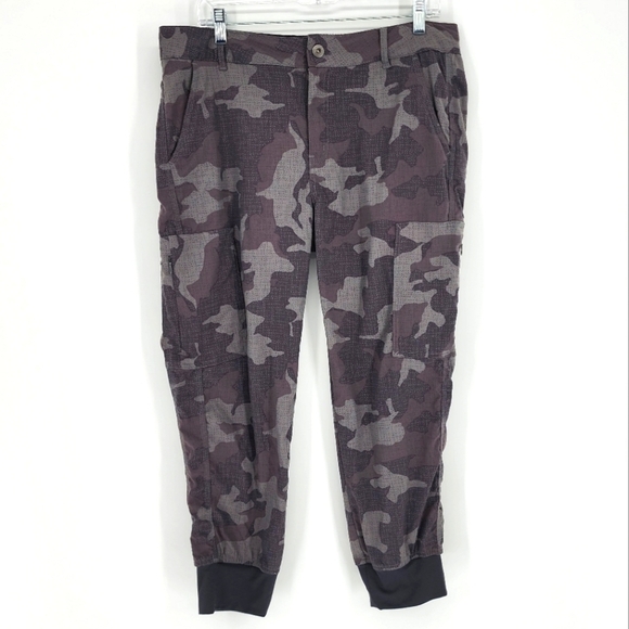 Prana Camo Jogger Pants Nylon Gray Black Women's 14 - Picture 1 of 12